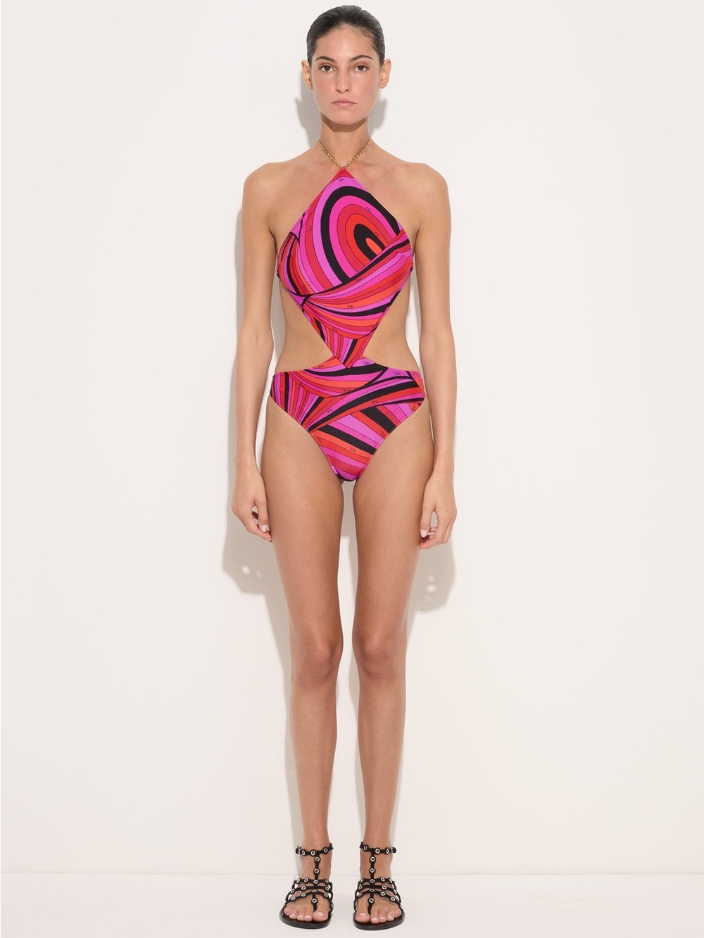 Pucci Iride Print Cutout Trikini One-Piece Swimsuit - Size S - NWT